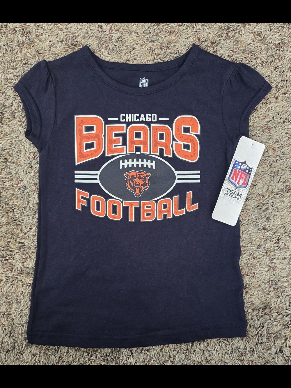 NFL Chicago Bears Navy and Orange Girls Football Tee